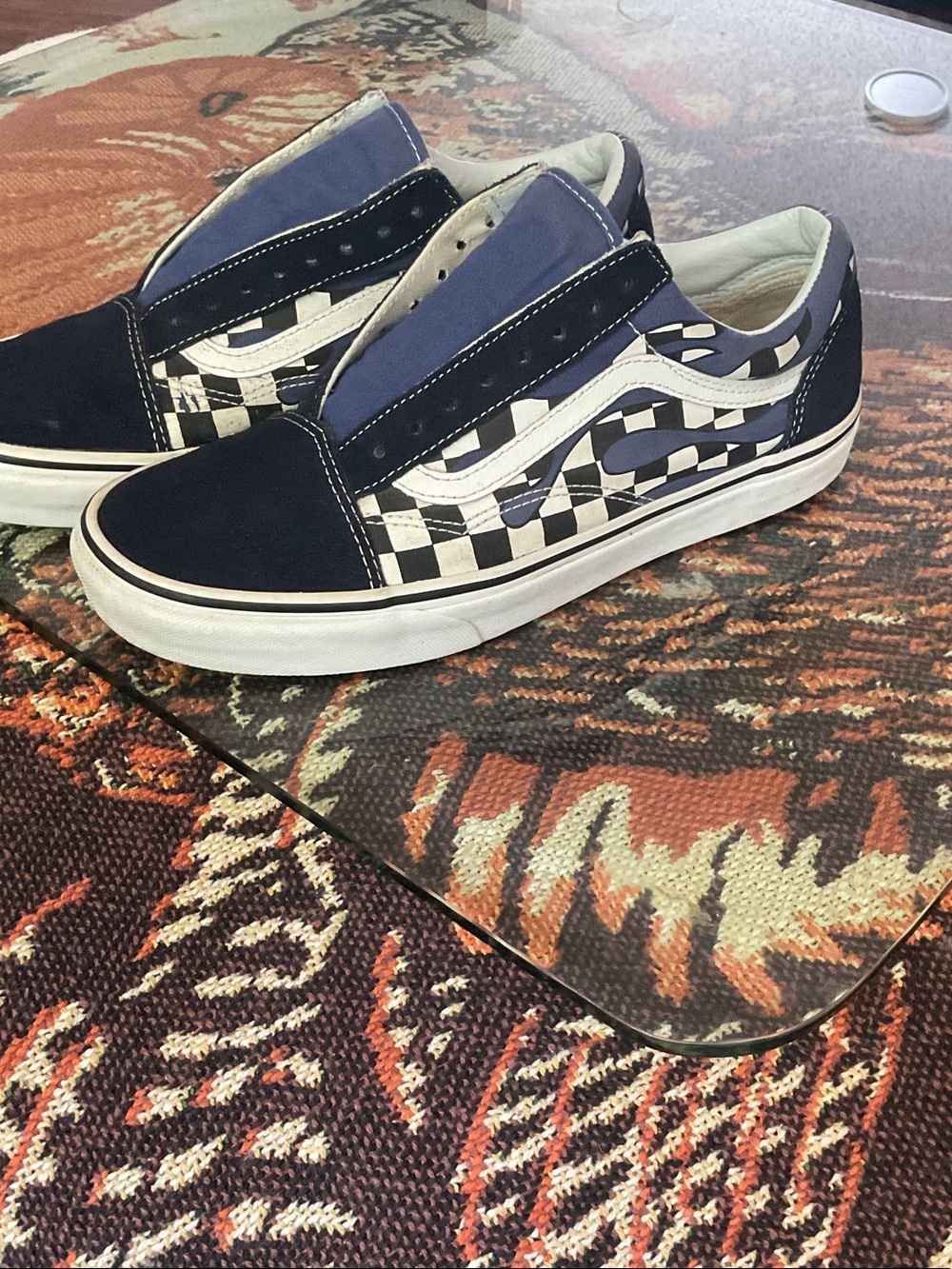 Vans Checkerboard Slip-On Sneakers in Navy, White, Black